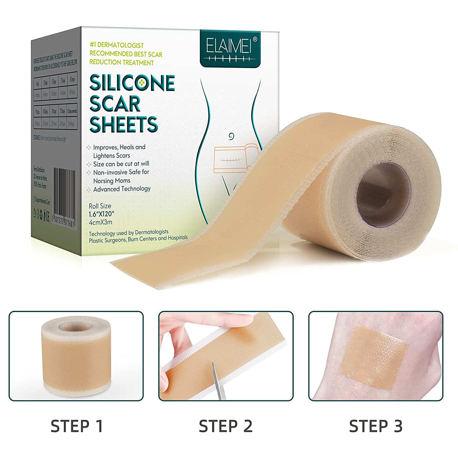 Elaimei Silicone Gel Sheet Patch Scar Removal Wound Skin Repair Treatm ...